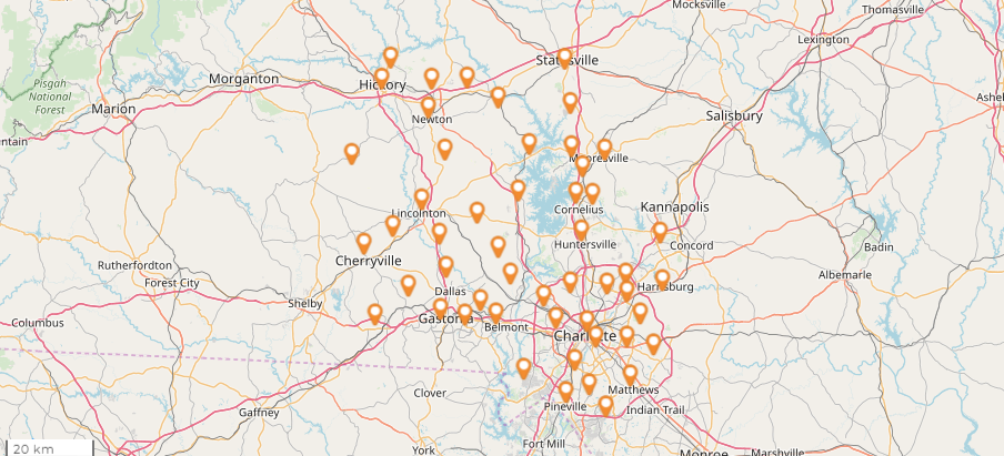 Mosquito Hunters Service Area Map